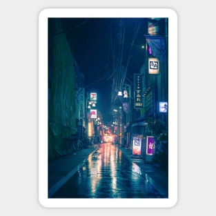 Old School Vintage look of Retro Tokyo Street Japan Night Photography Sticker